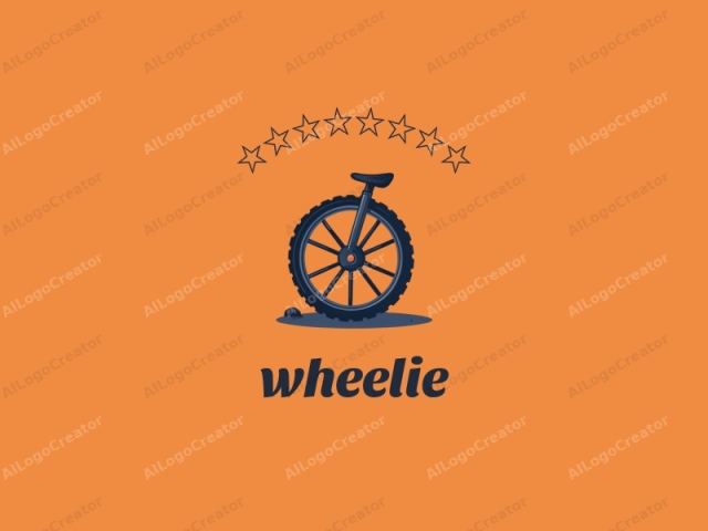 featuring a stylized, minimalist design of a black unicycle against an orange background. The unicycle stands central on the image, occupying the majority of the frame. Its tire is rugged and chunky, with prominent tread details, while its single large