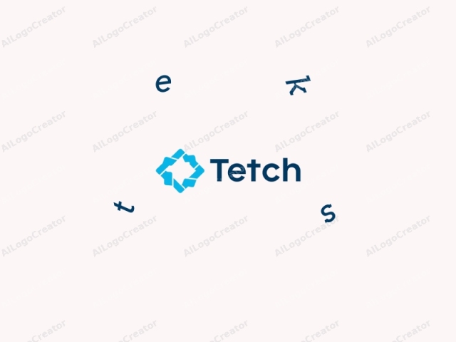 The logo image is a digital graphic featuring minimalist design elements. It prominently showcases the name "Tetch" in bold, dark blue sans-serif typeface. The word "Tetch" is centered on the image, with the letter "e"