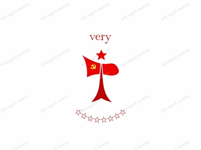 El logo presenta elementos audaces y minimalistas con un diseño moderno. En el centro de la imagen se encuentra una estrella roja prominente, posicionada en el ápice de la composición, que representa un sentido de unidad o orgullo nacional. Debajo de la estrella, una bandera roja con un