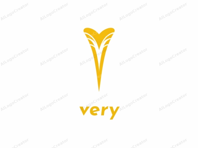 Este es un logotipo minimalista que presenta una forma geométrica estilizada. El logotipo es principalmente amarillo, creando un impacto visual audaz y llamativo contra el fondo blanco puro. El diseño consiste en una formación central en forma de V que se extiende hacia abajo, parecida a una forma afilada,