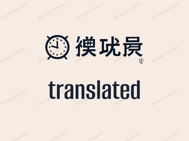 This image is a minimalist logo featuring stylized Chinese characters and a clock symbol. The background is a light beige color, providing a neutral and clean canvas. The Chinese characters are written in a bold, thick, black, sans-serif font, dominating