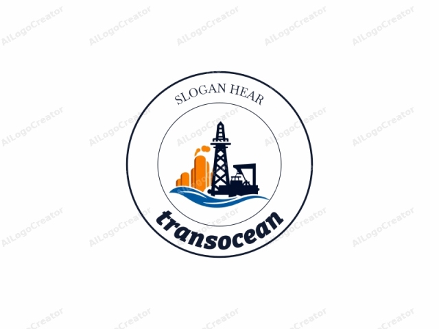 depicting a stylized representation of an oil drilling rig on a white background. The logo features a simplistic, modern graphic design with clean lines and bold colors. The central element is a black drilling rig, consisting of a tall, cylindrical derrick structure