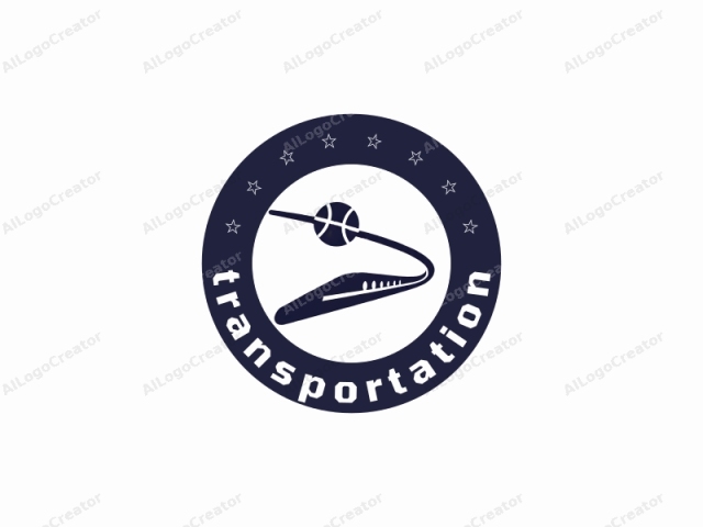 featuring an abstract basketball theme. The logo is minimalist and stylized, using simple, clean lines and solid color fills. It primarily consists of a bold, curving line that arches upwards from the lower left corner, creating a sweeping movement. At