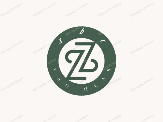 ดีไซน์มินิมอลที่เน้นตัวอักษร "Z" ในรูปแบบที่ทันสมัย สะอาดตา และมีสไตล์ ตัวอักษร "Z" ประกอบด้วยเส้นสองเส้นที่เชื่อมต่อกันอย่างต่อเนื่องและเรียบเนียน โดยใช้สีเขียวเข้มทึบ