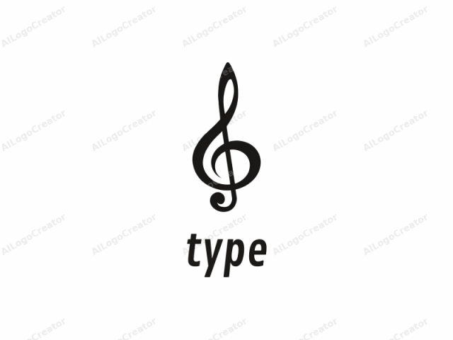 a musical treble clef. This logo is a high-resolution black-and-white illustration of the treble clef, a standard musical notation symbol used to indicate the range of pitches on a staff. The treble clef symbol is positioned centrally