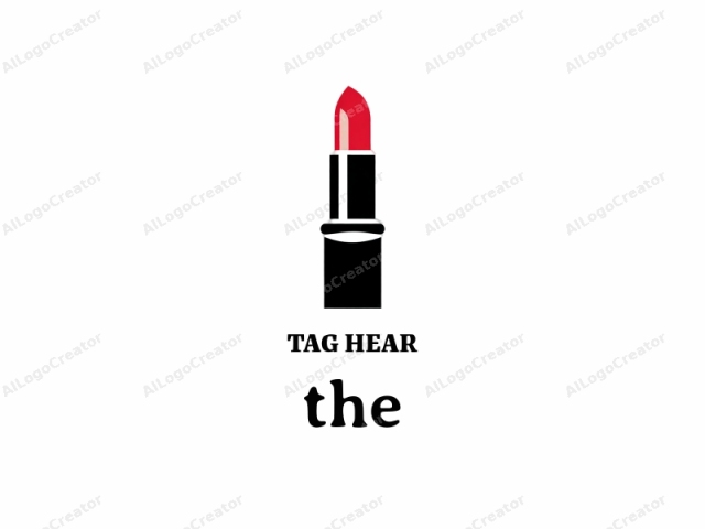 Dies ist ein minimalistisches Logo eines Lippenstiftetuis. Das Design ist sauber und einfach, mit einem klaren, weißen Hintergrund, der das kühne, zentrale Motiv betont. Das Lippenstiftetui ist in solidem Schwarz dargestellt, was sein schlankes, modernes Design unterstreicht.