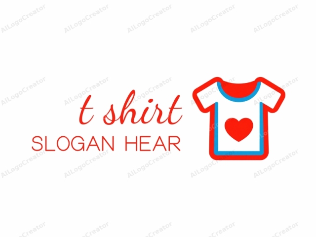 This logo features a simple, flat design of a T-shirt rendered in a digital, vector art style. The T-shirt is depicted in a stylized manner with bold outlines and solid colors. The shirt is white and has a bright red heart symbol