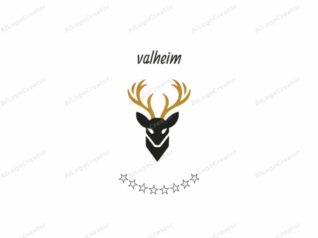 which is a minimalist graphic design. This logo features a stylized depiction of a deer’s head. The deer is portrayed in a sleek, modern style with bold, clean lines. The antlers are rendered in a rich, golden yellow color,