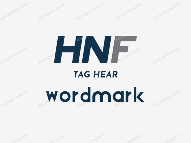 Este es un logotipo limpio y minimalista de la abreviatura "HNF" en negrita, con tipografía sans-serif. El texto está centrado sobre un fondo blanco liso, enfatizando claridad y simplicidad. Las letras "HN" están representadas en un azul marino profundo.