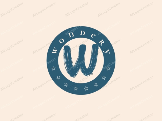 The image is a digital drawing featuring a large, stylized letter "W." The letter is depicted in a rough, sketchy style using a dark blue, almost black color. Its lines are thick and somewhat uneven, giving a hand-drawn