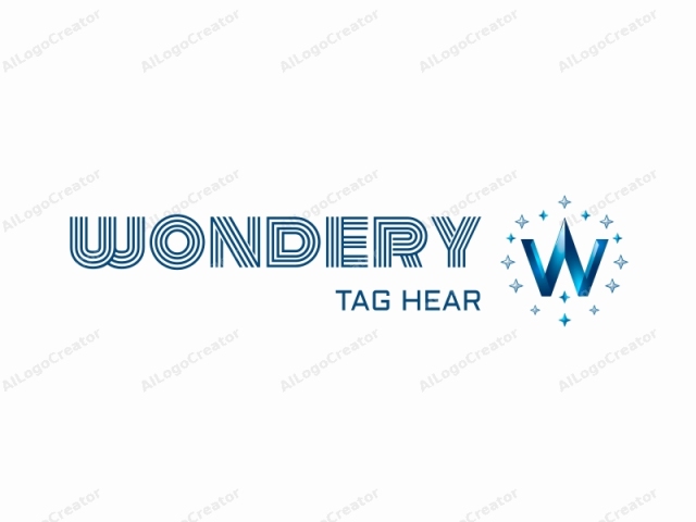 The logo features a large, stylized letter "W" centered in the middle of a white background. The letter "W" is designed in a bold, three-dimensional form, with a gradient that ranges from a deep blue at the edges to