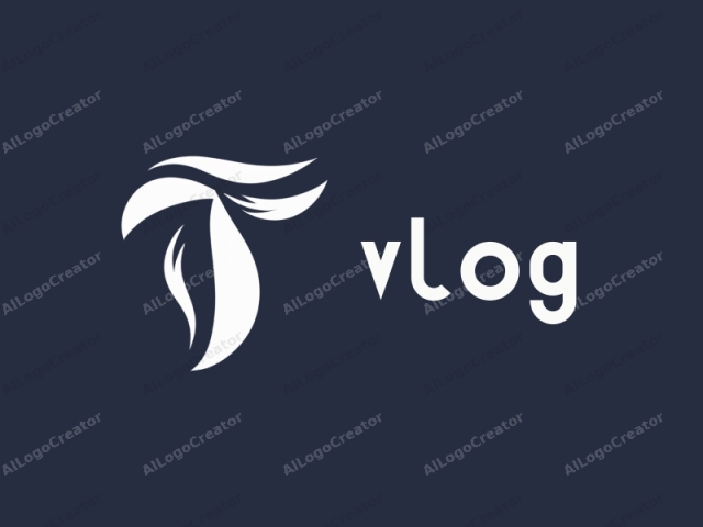 This is a minimalist logo, featuring a stylized white "T" set against a solid dark blue background. The "T" symbol consists of smooth, curved lines, resembling a stylized feather or a flowing flame. The design is simple yet