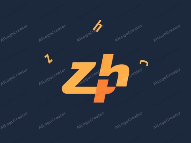 La imagen es un gráfico digital con un diseño minimalista y abstracto. Presenta un logo en negrita y mayúsculas que consiste en las letras "Z" y "h" entrelazadas en una fuente moderna y estilizada. La "Z" se representa en un degradado