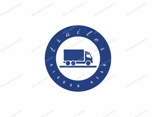 This logo, in a minimalist and flat design, depicts a side view of a truck. It is rendered in a solid blue color, providing a clear and concise visual representation. The truck is stylized with simplified shapes, emphasizing its main components.