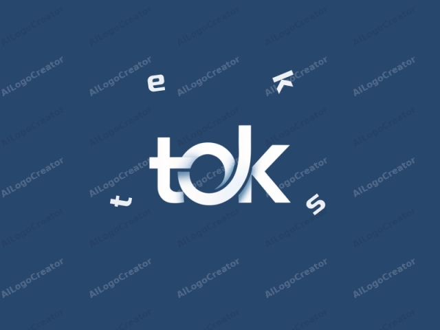 The image is a digital, minimalist logo design with a smooth, clean, and modern aesthetic. It features the letters "tK" in a bold, sans-serif font, set against a solid, deep blue background. The "t" is