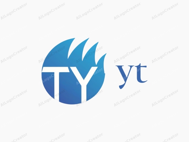 The logo features a modern, minimalist design. It consists of a circular emblem with a blue gradient background transitioning from a deep blue at the top to a lighter blue at the bottom. Within the circle, a stylized, white letter "Y"