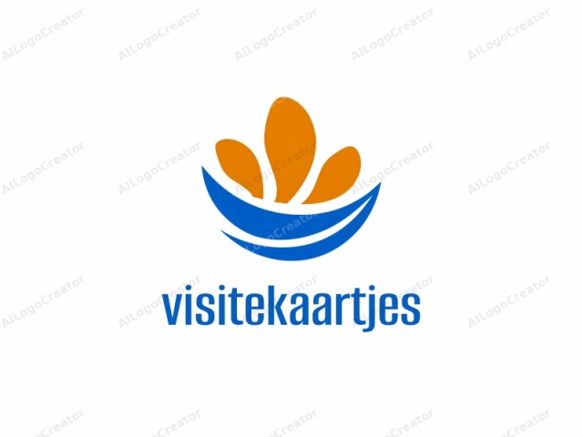 The logo is a simple, abstract design with a minimalist aesthetic. The central element is a stylized flower with three leaf-like petals, each colored in a warm orange. The petals are rounded and smooth, giving a gentle, curved appearance. The