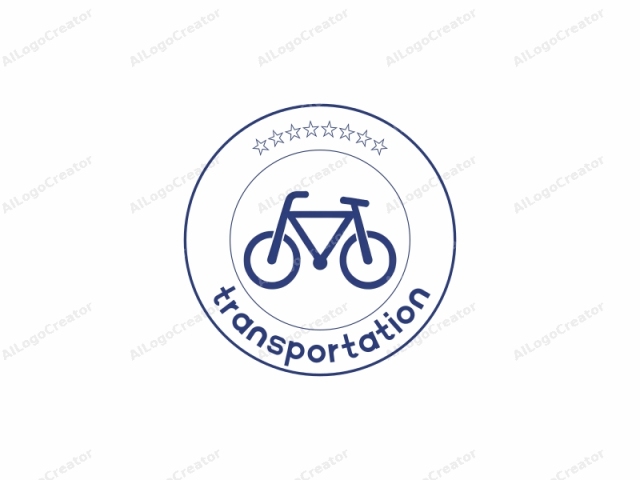 This is a simple, minimalist icon designed in a flat, monochrome style. The logo features a solid blue outline representing a bicycle. The bicycle is drawn with clean, straight lines that create a basic, recognizable shape. The frame is composed of