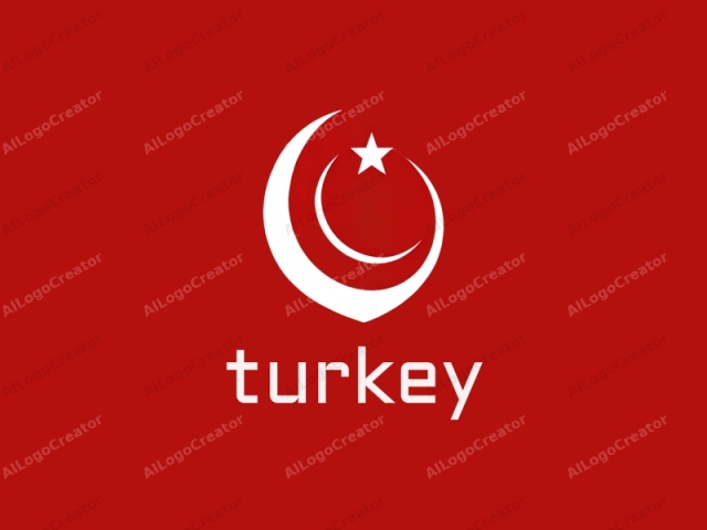 This image is a digital logo featuring a minimalist design set against a solid red background. The logo consists of two primary elements: a large, open crescent moon positioned slightly above center, and a smaller, closed crescent moon overlapping and nestled within