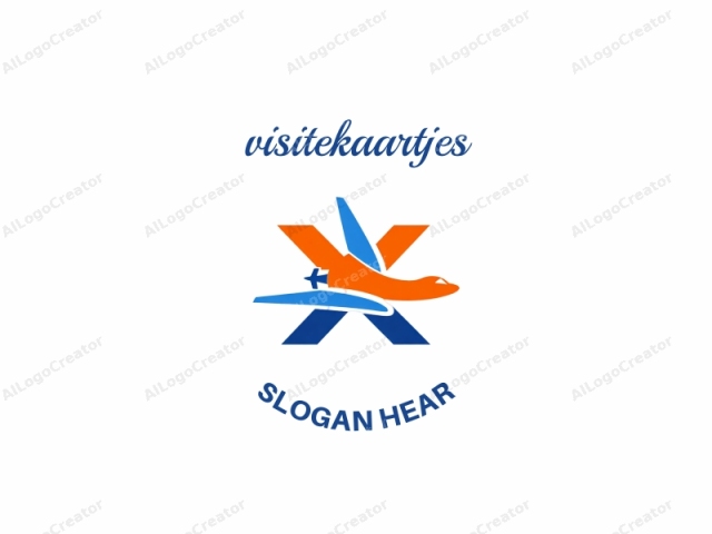 This is a stylized digital logo featuring the letter "X" prominently. The "X" is large, occupying the center of the image, and it is composed of two diagonal lines, one in blue and one in orange, intersecting at