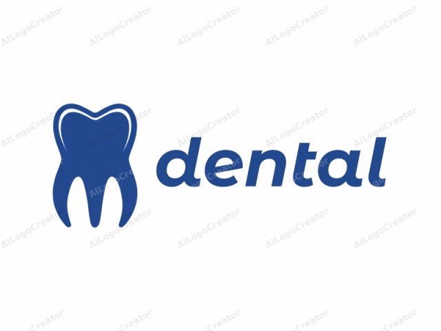 This is a simple, vector-based graphic illustration of a blue tooth with a stylized design. The logo features a single, centrally placed tooth, depicted in a deep royal blue. The tooth has a smooth, rounded outline, giving it a polished