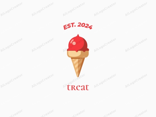 which is a simple, minimalist, vector-based illustration of a single ice cream cone. The ice cream cone, depicted in a clean and modern style, stands upright against a plain white background, which emphasizes its shape and color. The ice cream cone