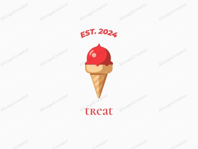 which is a simple, minimalist, vector-based illustration of a single ice cream cone. The ice cream cone, depicted in a clean and modern style, stands upright against a plain white background, which emphasizes its shape and color. The ice cream cone