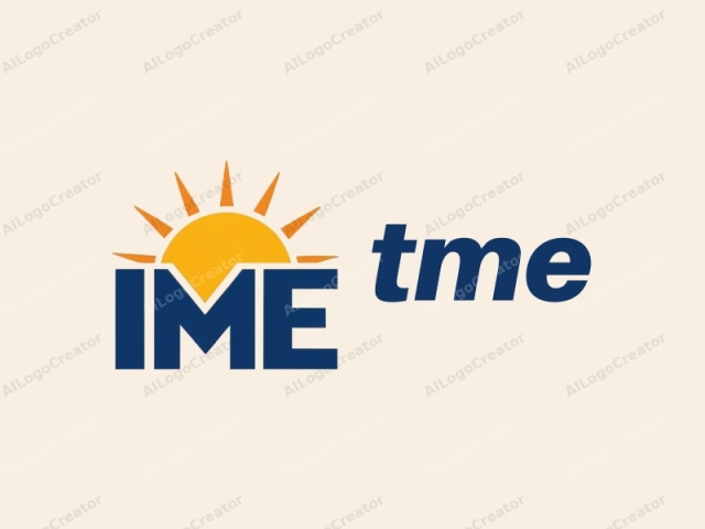 IME, ein stilisiertes Emblem mit mutigen, modernen Designelementen. Das Bild ist eine saubere, digitale Grafik mit minimalistischer Ästhetik. Das zentrale Motiv ist das Wort "IME", geschrieben in großen, blauen Großbuchstaben, horizontal in der Mitte positioniert