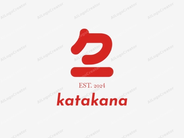 The image is a minimalist, digital graphic design featuring a single red, stylized character. The character, resembling a Japanese katakana letter or a simplified representation of the Japanese word "kanji," is placed centrally on a clean white background.