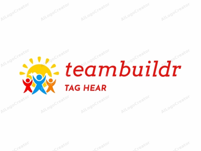 This is a simple, digital vector logo featuring three human figures, each outlined in bold, primary colors. The three figures are arranged in a triangular formation at the center of the image, with the left-most figure in red, the middle figure in