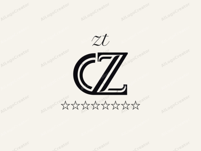 The logo is minimalist and consists of a monochrome design. It features an uppercase letter "C" intertwined with the letter "Z," both in bold, serif font. The letters are set in a deep, rich black color, creating a striking