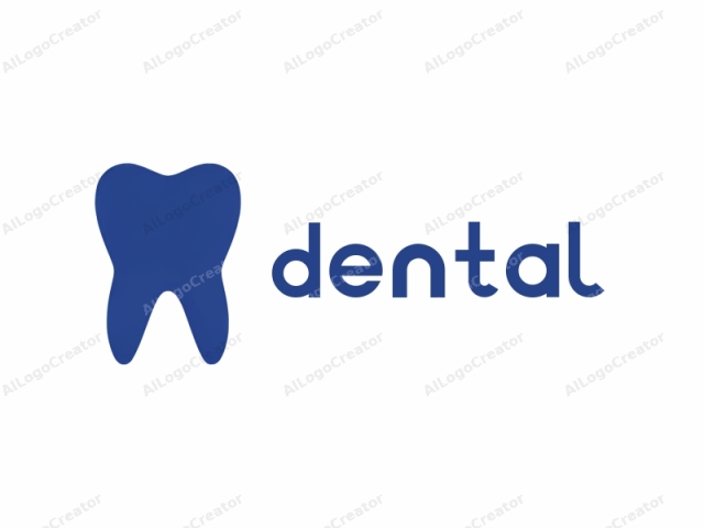 using a clear and concise style. This logo image features a simplified, flat-shaded, blue tooth. The tooth is centered and positioned upright on a white background, making it the sole focal point. The blue shade is solid and opaque, with