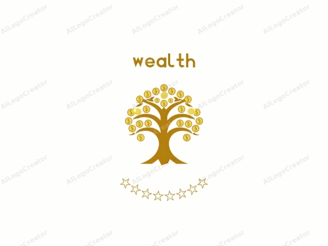 This is a logo-style drawing of a stylized tree. The tree is rendered in a simple, clean, and minimalistic design, with a thick, golden-brown trunk and branches that are similarly colored. The branches radiate from the trunk