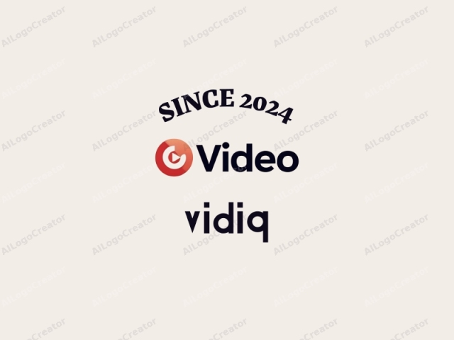 Este es un logo digital para la empresa de software "Video". El logo presenta un diseño minimalista con una estética limpia y moderna. Los colores principales utilizados son rojo, negro y un beige muy claro. El círculo rojo en el lado izquierdo del