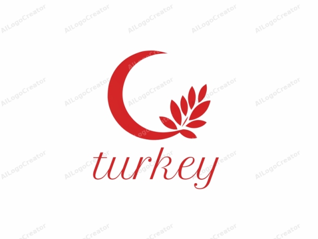 This logo is a minimalist design, featuring a large, smooth, red crescent moon with a curved, symmetrical shape. Positioned centrally, the crescent fills almost the entire lower portion of the image. Adjacent to the crescent, on