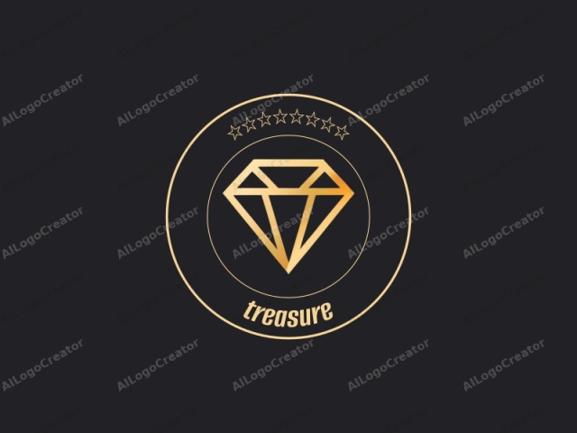 This is a minimalist logo featuring a geometric shape resembling a diamond. The diamond is rendered in a sleek, gold metallic line on a stark black background, giving it a modern and luxurious appearance. The lines are smooth and clean, with no visible shading