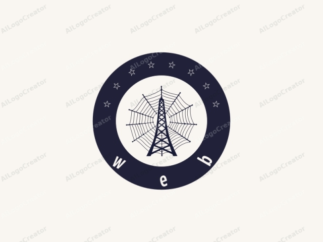 The logo image features a stylized representation of an iconic structure set against a plain background. The main subject is a simplified silhouette of the Eiffel Tower, rendered in a dark navy blue. The tower's lattice structure, which forms the central