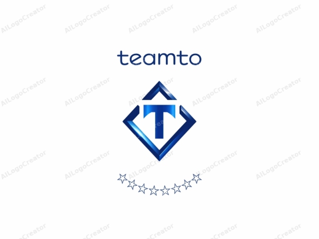 Das Logo ist ein elegantes und modernes Design, das eine kühne, dreidimensionale blaue "T"-Form auf weißem Hintergrund zeigt. Das "T" ist in einem metallischen, reflektierenden Finish dargestellt, was ihm ein poliertes und glänzendes Aussehen verleiht. Es ist positioniert