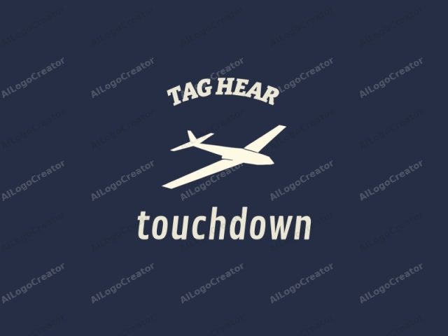 which features a minimalist, geometric design of a glider plane set against a solid navy blue background. The plane is depicted in a simple, clean, and modern style, with its fuselage and wings outlined in a pale beige color, contrasting sharply