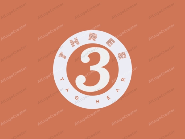 This is a minimalist digital image featuring a solid, uniform background in a soft, muted peach color. In the center of this peach background, there is a large, bold, and simplistic white numeral "3" in a rounded, cursive font