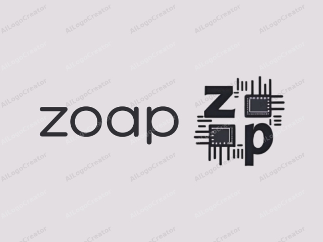 Este logotipo, creado en un estilo minimalista, presenta la palabra "ZooP" en una fuente sans-serif en negrita. La letra "Z" y toda la palabra se representan en un color negro sólido y oscuro, destacando claramente sobre