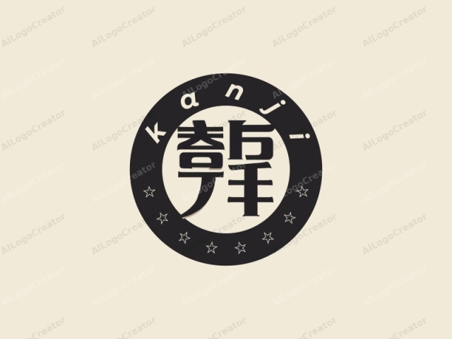 The image is a minimalist, geometric black logo on a light beige background. The logo consists of two main elements: a Chinese character on the left side and an English word, "HAN," on the right side. The Chinese character is rendered