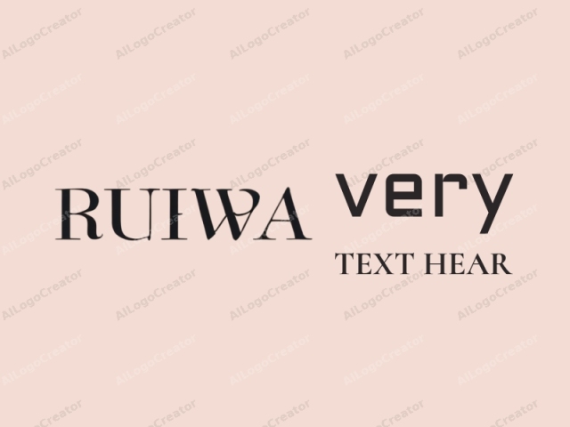 El logotipo consiste en la palabra "RUWA" escrita en una tipografía serif moderna y elegante. Las letras son de un rico color negro, creando un contraste marcado contra el fondo rosa pálido, lo que le da al logotipo un aspecto limpio y sofisticado.