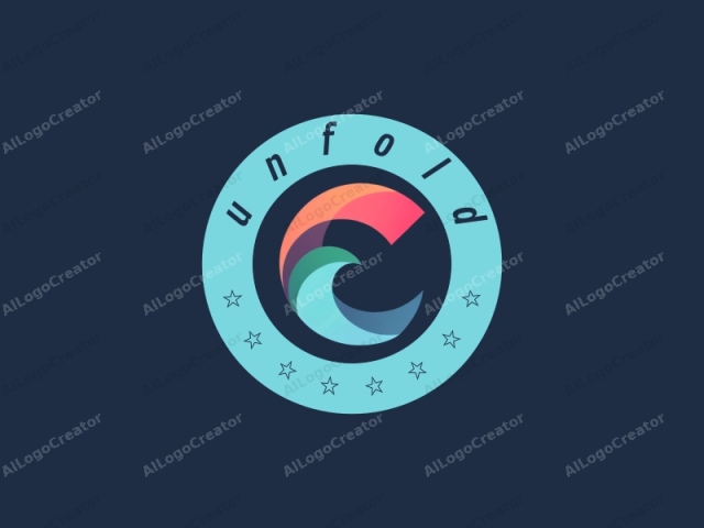 The image is a minimalist logo composed of a stylized, abstract wave-like shape. The wave, resembling a stylized wave crest, is rendered in a vibrant, multicolored gradient that transitions smoothly from teal blue at the base to shades of