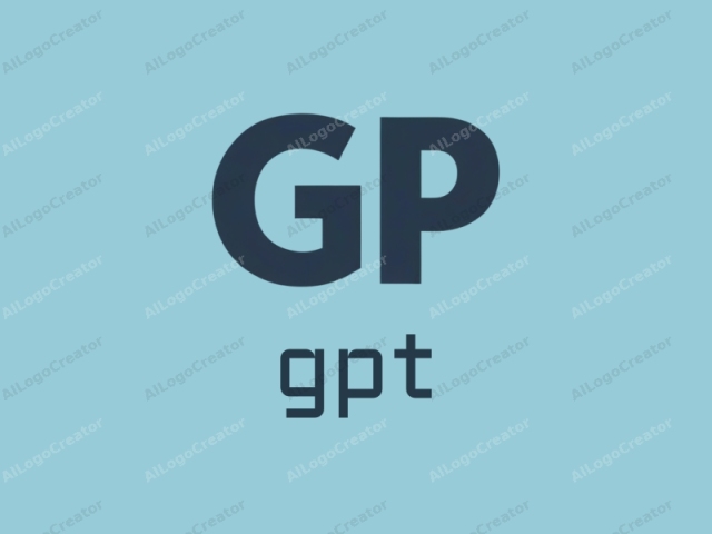 This image is a minimalist logo featuring a bold, capital letter "G" followed by a lowercase "P" in the sans-serif style. The letters are in a dark navy blue and positioned in the center of the image. The background of the