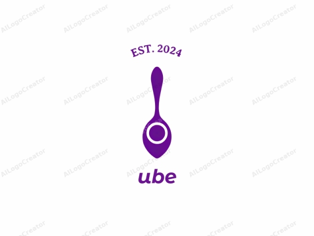 This is a minimalist, vector-based logo depicting a stylized spoon. The spoon is rendered in a solid, flat purple hue, with no gradients or textures, giving it a clean, modern aesthetic. The logo is centered vertically on a stark white