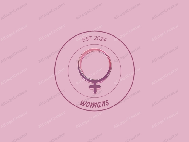 das eine stilisierte Darstellung des Venus-Symbols oder des weiblichen Geschlechtssymbols zeigt, vor einem einfarbigen rosa Hintergrund. Das Symbol besteht aus einem dünnen, kreisförmigen Ring mit einer kleinen Lücke, der ein stilisiertes, umgekehrtes Dreieck umschließt, bekannt als