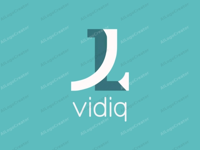 La imagen es un diseño de logotipo minimalista que presenta una letra "L" estilizada en tipo de letra sans-serif. La letra está posicionada centralmente dentro de un marco rectangular. El fondo es un color verde azulado sólido y vibrante que contrasta fuertemente con la letra, mejorando su visibilidad.