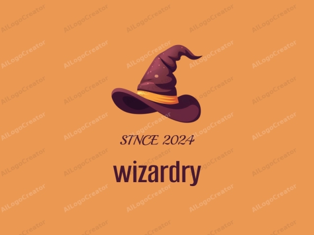 This is a digital illustration of a classic witch's hat, depicted in a flat design style with clean, smooth lines and a minimalistic color palette. The hat is primarily dark purple, with a few lighter patches and subtle highlights, giving it a