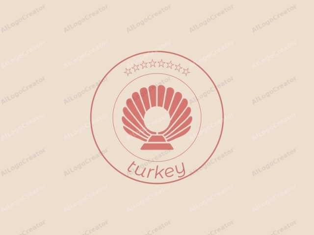 The logo is a minimalist, geometric illustration depicting a stylized seashell. The seashell is presented in a flat, solid color, using a consistent red shade. It has a symmetrical design with an oval body at its center,